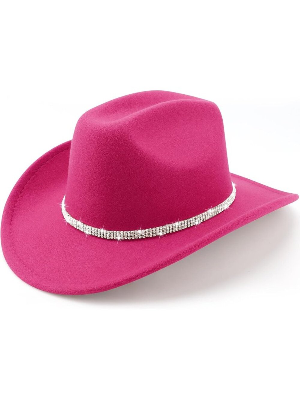 Unisex Fuschia Western Cowboy Felt Wide Brim Fedora Belt Buckle Imported Hat